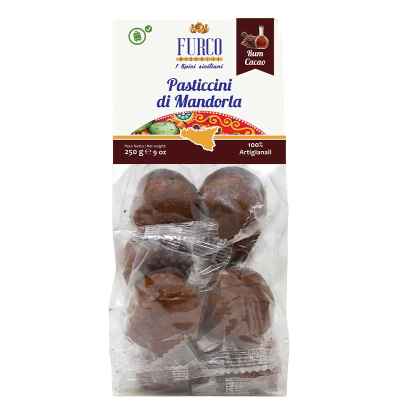 Pasticcini di mandorla Cacao e Rum Furco Biscotti - Sicilian almond biscuits with cocoa and rum 250 gr