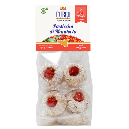 Pasticcini di Mandorla alla Ciliegia Rossa Furco Biscotti  250 gr Sizilianisches Mandelgebäck mit roter Kirsche