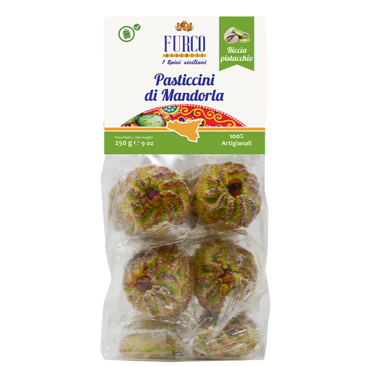 Pasticcini di Mandorla riccia con Pistacchio Furco Biscotti  250 gr Sizilianisches Mandelgebäck mit Pistazien