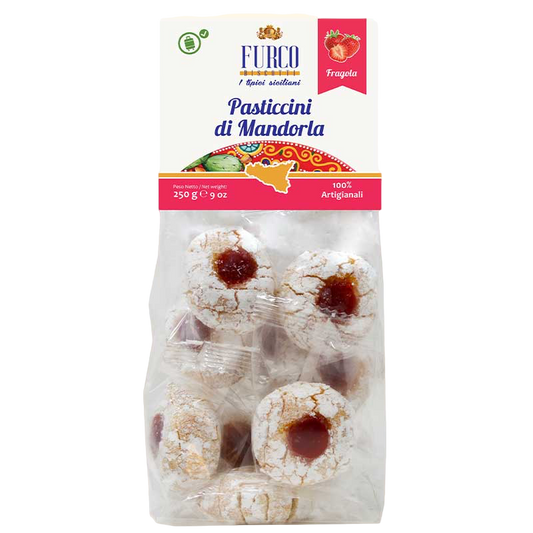 Pasticcini di mandorla alla fragola Furco Biscotti - Sizilianisches Mandelgebäck mit Erdbeeren  250 gr