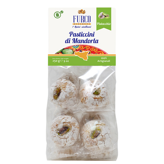 Pasticcini di Mandorla al gusto Pistacchio 250 gr Furco Biscotti Sizilianisches Mandelgebäck Pistazien-Geschmack