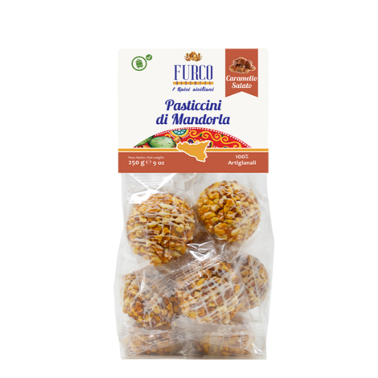 Pasticcini di Mandorla "Caramello Salato" 250 gr Furco Biscotti Sizilianisches Mandelgebäck mit gesalzenem Karamell